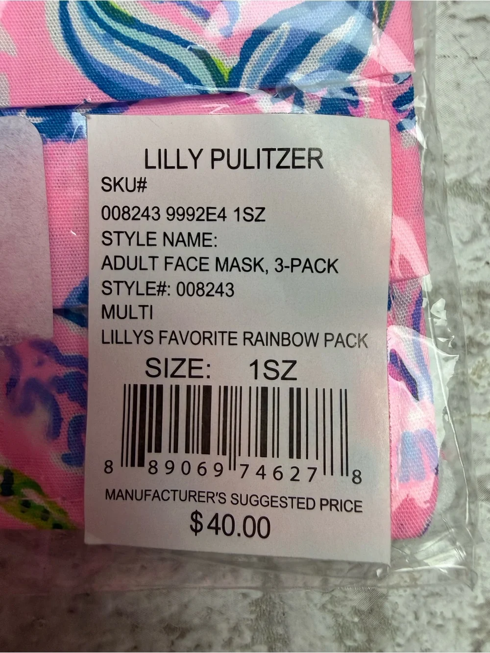 Lilly Pulitzer Face Mask 3 Pack NEW NWT Lilly’s Favorite Rainbow Pack😍